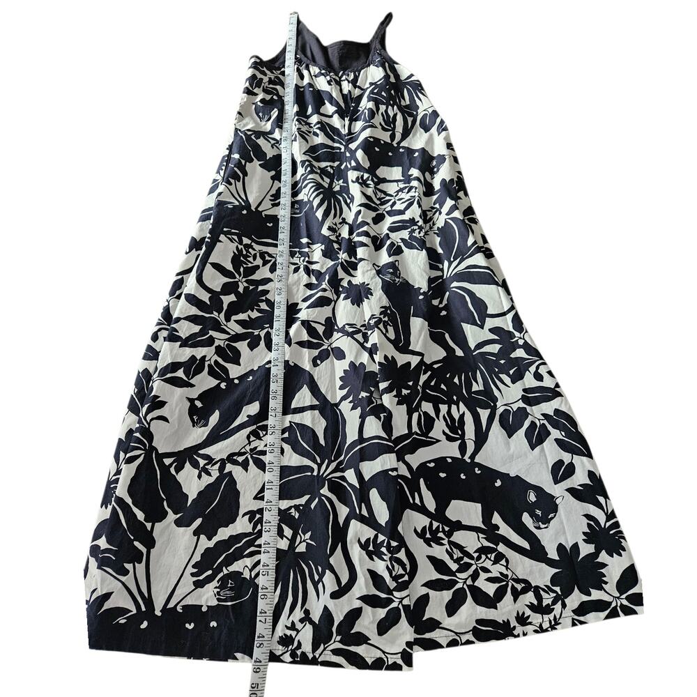 Anthropologie Maeve Chrysanthemum Black White Wite Leg Pant Jumpsuit Jungle XS - Picture 12 of 13